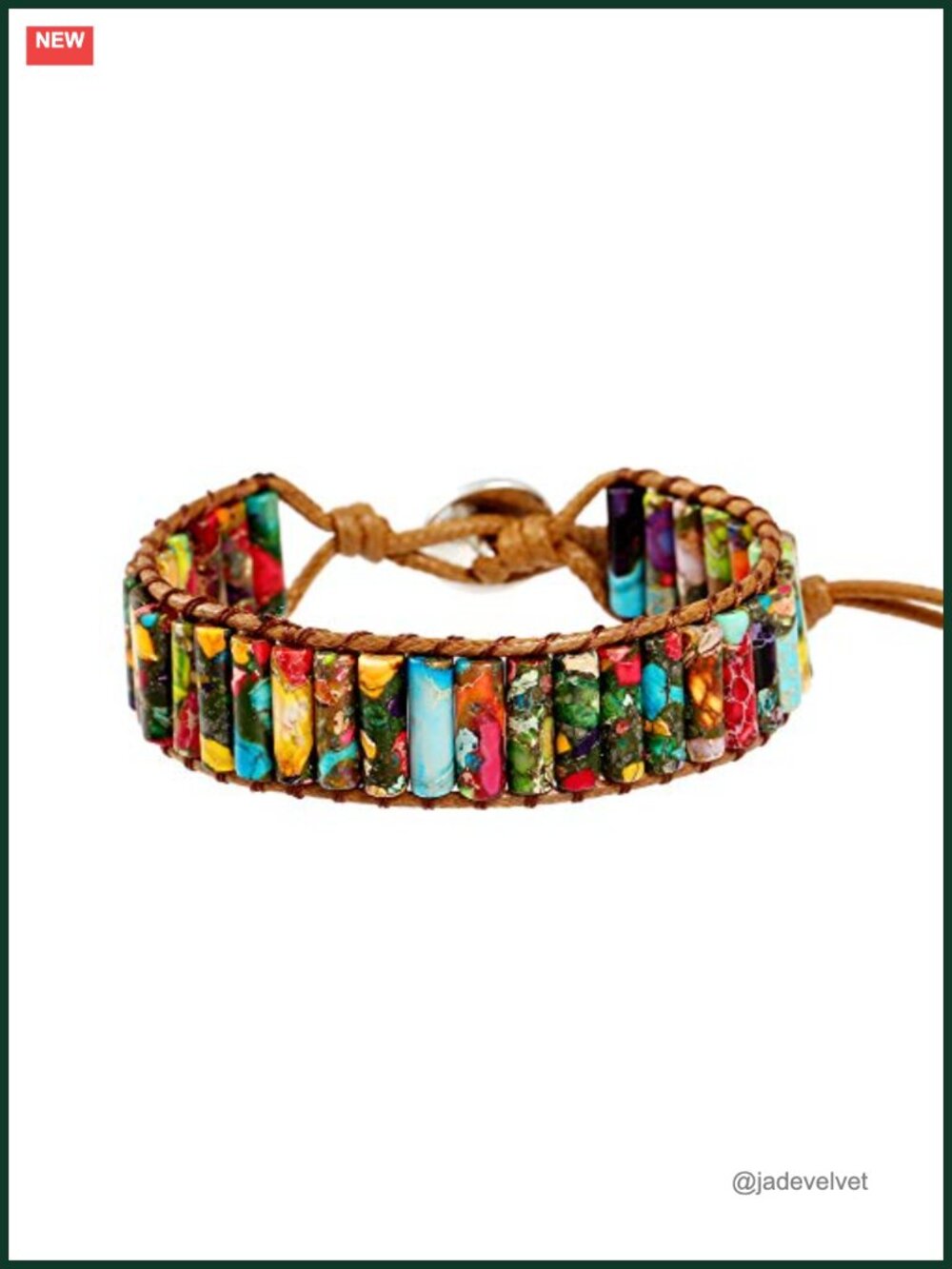 Handmade Natural Stone Crystal Leather Wrap Bracelet Boho